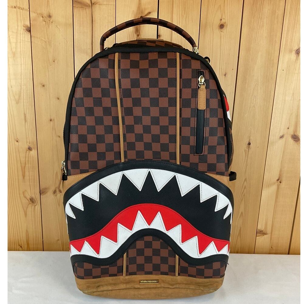 Sprayground Hennyville DLXSV Backpack, Brown/Black Checker- about 18x12 in